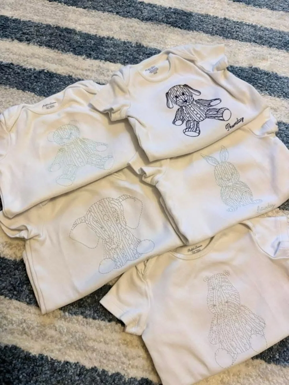 Ralph Lauren 3-6mo Embroidered Animal Print Days of Week Bodysuits (missing 2)